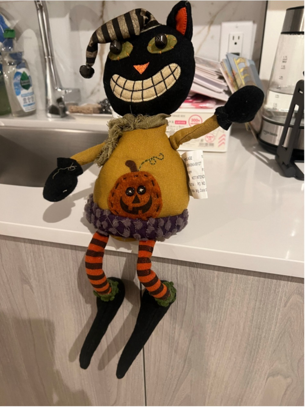 Terry’s Village Halloween Black Cat Pumpkin Shelf Sitter Doll 93/754 Handmade - Picture 5 of 9
